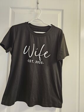 Wife Est. 2025 Black Graphic Tee